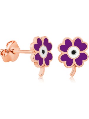 Gümüş Mor Yonca Küpe