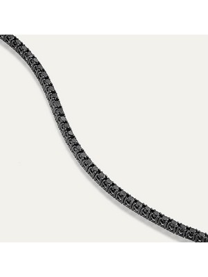 925 Ayar Gümüş Siyah Taşlı Su Yolu Bileklik