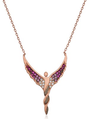 925 Ayar Gümüş Kanatlı Melek Kadın Gümüş Kolye