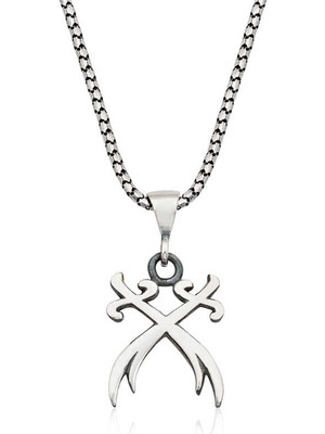 ​925 Ayar Gümüş Ikili Zülfikar Kılıcı Gümüş Kolye