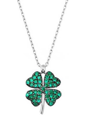 925 Ayar Gümüş Dört Yapraklı Yonca Kadın Gümüş Kolye