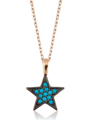 925 Ayar Gümüş Mavi Yıldız Kadın Gümüş Kolye