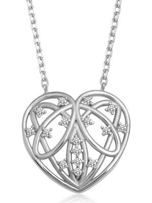 925 Ayar Gümüş Bombeli Kalp Kadın Gümüş Kolye