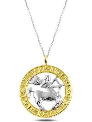 ​925 Ayar Gümüş Gold Yay Burcu Gümüş Kolye