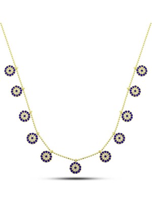 925 Ayar Gümüş Gold Nazarlı Şans Kadın Kolye