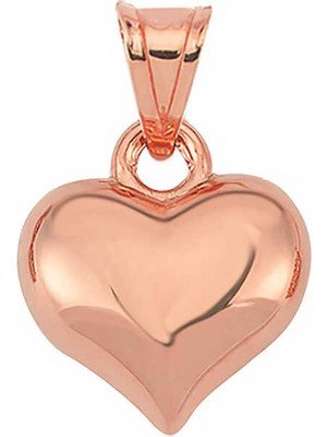 Gümüş Küçük 3 Boyutlu Rose Kalp Kadın Kolye Ucu