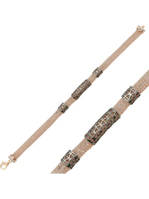 925 Ayar Gümüş Rose Taşlı File Bileklik