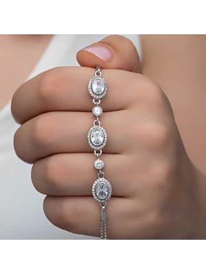 925 Ayar Gümüş Oval Taşlı Kadın Bileklik