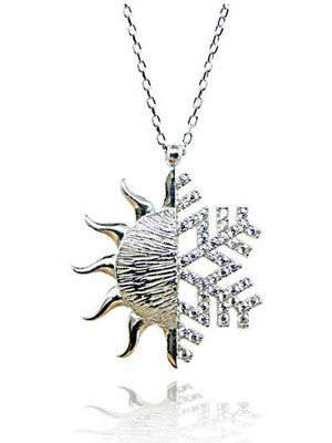 925 Ayar Gümüş Güneş Kartanesi Kadın Gümüş Kolye