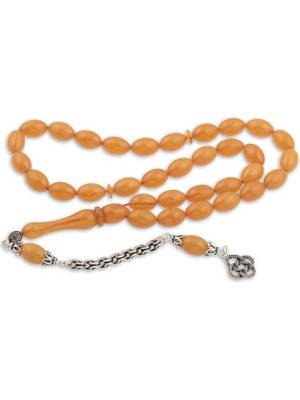 Gümüş Püskül Arpa Sıkma Kehribar Tesbih