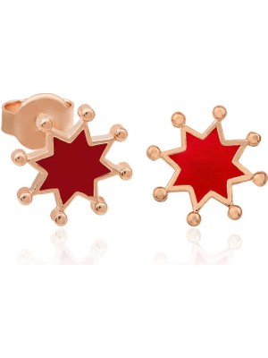 Gümüş Fosforlu Kırmızı Yıldız Küpe