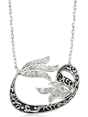 925 Ayar Gümüş Lale Vav Kadın Gümüş Kolye