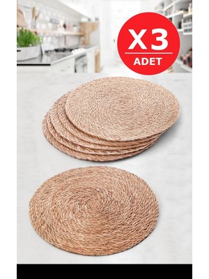 3lü Bambu Rattan El Yapımı Amerikan Servis Hasır Supla Masa Sofra Düzenleyici Tabak Altlığı