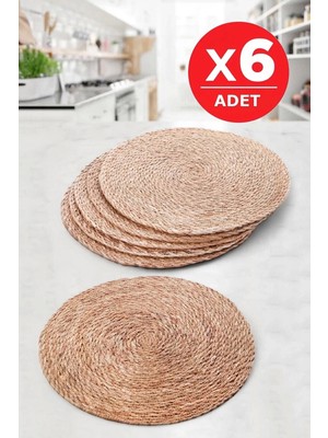 6lı Bambu Rattan El Yapımı Amerikan Servis Hasır Supla Masa Sofra Düzenleyici Tabak Altlığı