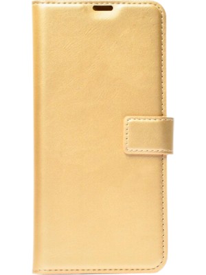 Gold Infinix Smart 9 Kaliteli Suni Deri Cüzdan Kılıf Kapaklı Mıknatıslı Kartlık Bölmeli Cüzdanlı Stand Özellikli