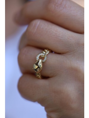 14 Ayar Altın Kaplanlı Gurmet Yüzük