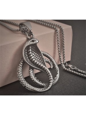 Voyageaccessory  Paslanmaz Kararmaz  Çelik Kobra Yılan Kolye / 60 cm Zincirli