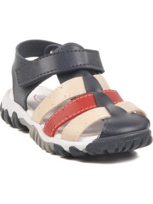 Lacivert-Bej-Kırmızı Çocuk Sandalet 173101 P