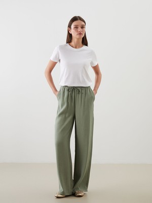 Lc Waikiki Yeni Sezon Beli Lastikli Dokulu Kadin Pantolon - S5MR53Z8
