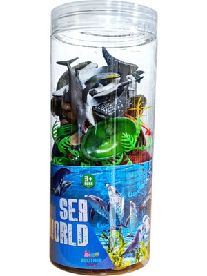 Brother Toys Tüpte 29 Parça Okyanus Hayvanları 12 Balık 15 Aksesuar Köpek Balığı Penguen Kaplumbağa Vatoz Balina