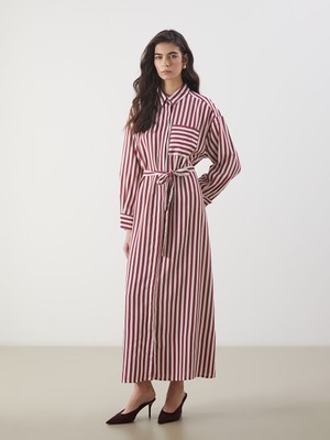 Lc Waikiki Yeni Sezon Cizgili Poplin Gomlek Elbise - S5MO64Z8