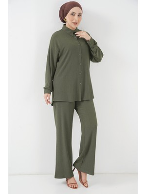 Bigdart Kadın Haki Örme İkili Takım %97 Polyester %3 Elastan