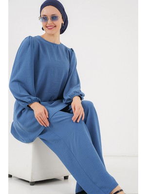 Bigdart Ayrobin Tunik Pantolon Takım Kadın Indigo Renk %95 Polyester %5 Elastan