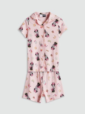 Lc Waikiki Yeni Sezon Minnie Mouse Baskili Kiz Cocuk Sortlu Pijama Takimi - S5CR12Z4