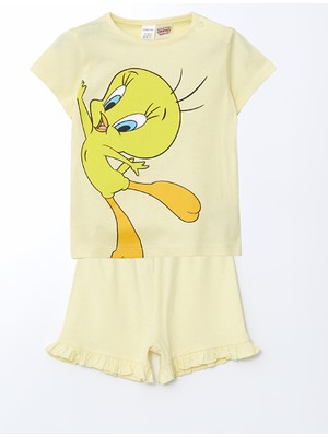 Lc Waikiki Yeni Sezon Tweety Baskili Kiz Bebek Sortlu Pijama Takim - S5H437Z1