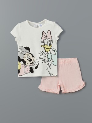 Lc Waikiki Yeni Sezon Minnie Mouse Baskili Kiz Bebek Sortlu Pijama Takim - S5FI48Z1