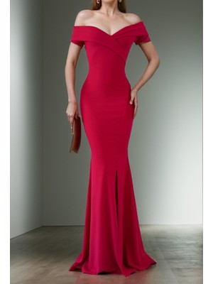 Gelirr Kadın Dalgıç Kumaş Kayık Yaka ve Dekolte Detaylı Elbise