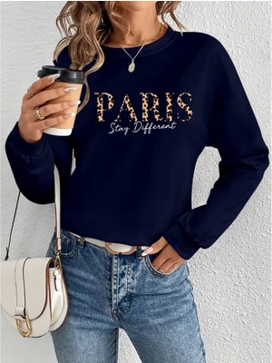 Gelirr Kadın Uzun Kollu Bisiklet Yaka Desenli Viskon Iki Iplik Bluz