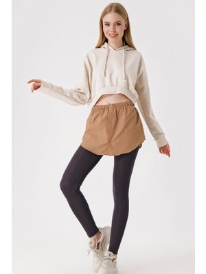 Gelirr 1888 Sweatshirt ve Kazak Altı Gömlek Etek - Camel