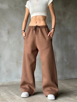 Gelirr Palazzo Bol Paça Eşofman Pantolon - Kahve