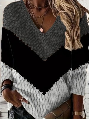 Gelirr Kadın Uzun Kollu V Yakalı Triko Bluz