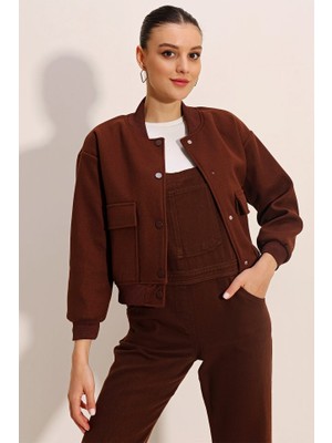 Gelirr 0688 Çift Cepli Bomber Ceket - Kahverengi