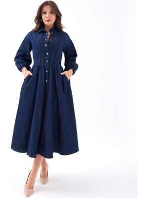 Gelirr 6707 Kot Elbise-Mavi