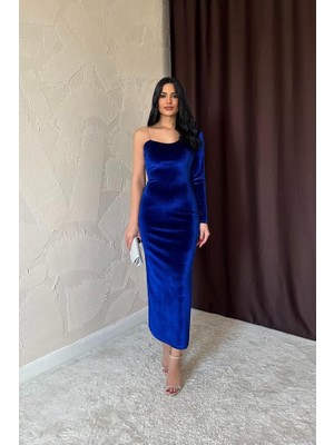 Gelirr Saks Tek Omuzlu Taş Askılı Elbise