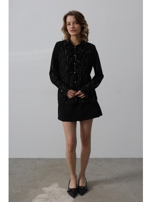 Gelirr Fırfır Yakalı Şifon Gömlek - Siyah