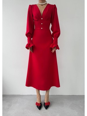 Gelirr Meta Düğme Detaylı Elbise