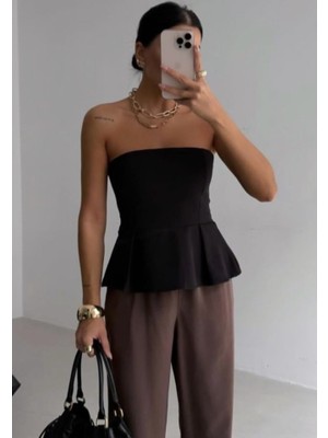 Gelirr Pileli Straplez Bluz