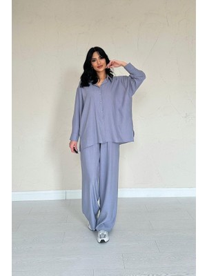 Gelirr Gri Alice Gömlek ve Bol Kesim Pantolon Takım