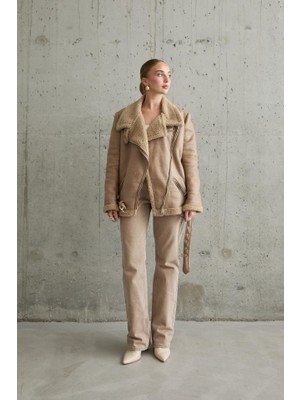 Gelirr Bej Apoletli Kürklü Ceket