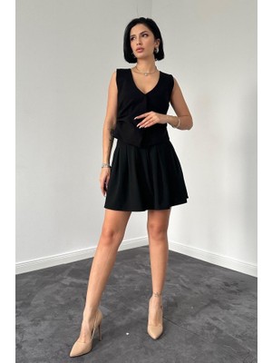 Gelirr Siyah Pilikaşe Mini Etek
