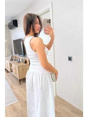 Gelirr Kolsuz Uzun Elbise - Beyaz