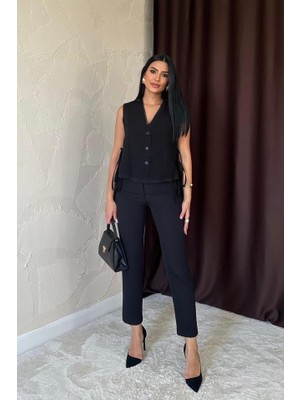 Gelirr Siyah Pensli Pantolon