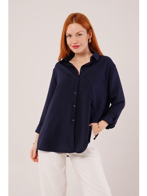 Gelirr Salaş Kesim Cepli Lacivert Gömlek