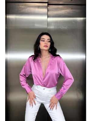 Gelirr Pembe Saten Gömlek