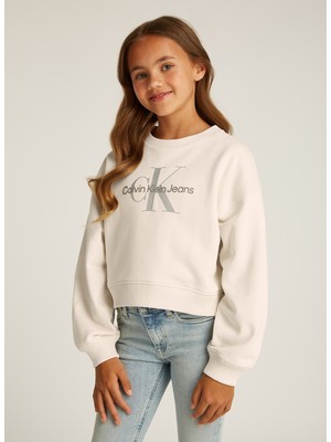 Calvin Klein Baskılı Kız Çocuk Bej Sweatshırt IG0IG02823CKS