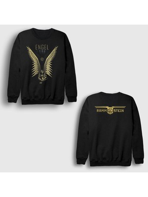 Presmono Unisex Siyah Engel Metal Rammstein Sırt Baskılı Sweatshirt